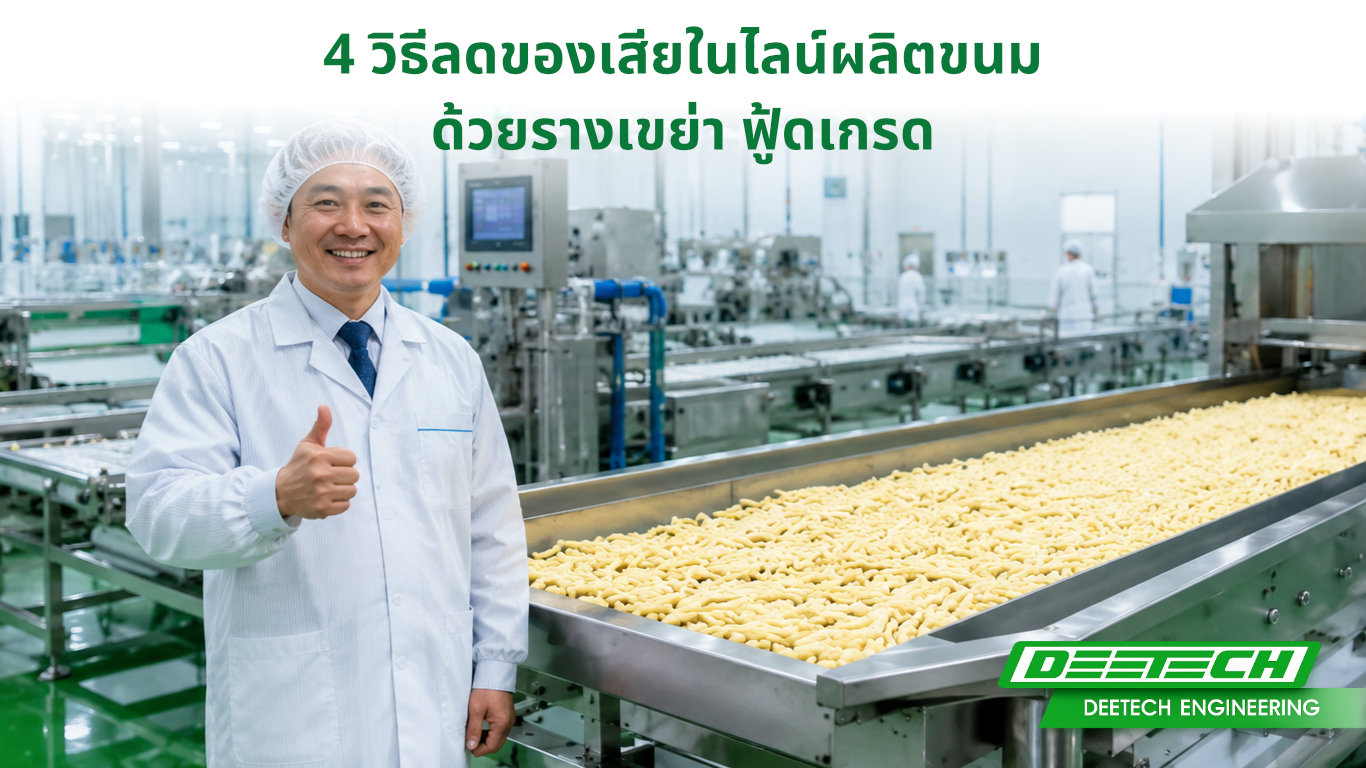 4 วิธีลดของเสียในไลน์ผลิตขนม ด้วยรางเขย่า ฟู้ดเกรด